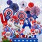 59 Pieces of July 4th Decoration Independence Day Patriotic Decoration Set - Fourth of July Red White Blue Paper American Flag Fans Star Ribbon Commemorative Veterans Labor Presidential Flag Day